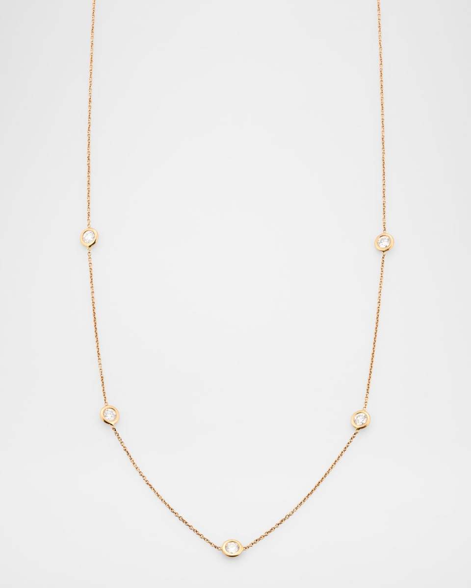 18K Rose Gold 5 Diamond Necklace, 0.6tcw